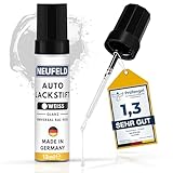 NEUFELD® Lackstift Weiß glänzend [12ml] - Lackstift Auto hohe Deckkraft - Autolack Weiß gegen Kratzer - Lackstift dickflüssig (Weiss)