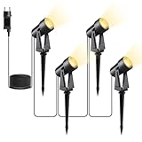 Svater LED Gartenbeleuchtung mit Strom,14M/4er Set Strahler Außen Warmweiß 3000K,Wasserdicht IP65 Gartenstrahler Led Außen,27V 600lm Gartenlampen für Draußen, Terrasse, Einfahrt