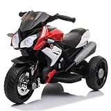 LALAHO Elektro Motorrad Kinder Elektromotorrad Kindermotorrad Kinderfahrzeug, 6 V 7 Ah Elektro-Dreirad für Kinder von 3–6 Jahren (Rot)