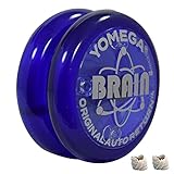 Yomega DAS ORIGINAL Brain - Professionelles Yoyo für Kinder und Anfänger, reaktionsschneller Automatische Rückkehr Yo Yo am besten für Seiten Tricks + zusätzliche 2 Seiten (Dunkelblau)