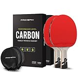 PRO SPIN Carbon Tischtennisschläger | 7-lagiges Schlägerblatt, Offensiv-Gummi, 2,0-mm-Polster, Hochwertige Schutzhülle | Elite Series Carbon Tischtennisschlaeger (2er-Pack)