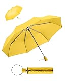 FARE Regenschirm (gelb) - öffnet & schließt automatisch - kompakt, windsicher, sturmfest & wasserabweisend - stabiler Taschenschirm - Perfekter Begleiter für Damen und Herren