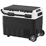 WOLTU Auto Kompressor mini Kühlschrank 50L Tragbarer Kühlbox 12V/24V DC Elektrische Kompressor Gefrierbox mit Teleskopstange und Rollen für Auto camping, Lkw, Boot, Camping Picknick und Heimgebrauch