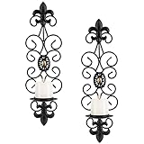 Sziqiqi Wand Kerzenleuchter für Säule - Teelichter Kerzenständer Schwarz Metall Wandleuchter Kerzen 2er Set Wandkerzenhalter für Kerzenhalter für Wand Wohnzimmer Schlafzimmer Esszimmer Dekor