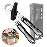 Manueller Dosenöffner mit Magnet, 3-in-1-Edelstahl-Flaschenöffner mit-rutschfestem Griff und ergonomischem Drehknopf ohne scharfe Kanten, ideal für ältere Menschen mit-arthritischen Händen