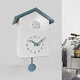 IDAMAKON Moderne Kuckucksuhr mit Pendel, Kuckucksuhr Wanduhr, Kuckucksuhren mit Nachtruhefunktion, Vintage Dekorative Kuckuck Wanduhr für Zuhause Wohnzimmer Küche Büro Dekor