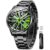 OLEVS Herrenuhren Skelettuhr Quarz Rennwagenrad Edelstahl Casual Sports Wasserdicht Leuchtend Herrenarmbanduhren