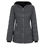 Cantissa Langer Damen-Parka mit Pelzbesatz, mit Kapuze, gepolstert, Winterjacke, Mantel, Winter, warme Baumwolle, Steppjacke, Parka mit Kunstfell-Kapuze, Y12-Grau, XL
