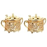 Ipetboom 2 Stück Teiliges Gewürzglas mit Löffel Eleganter Küchenaufbewahrungsbehälter für Gewürze und Andere Lebensmittel für Ihre und Tischdekoration