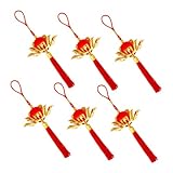 MALUGOGO Handgefertigte Lotusblumen-Hängeornamente für das chinesische Jahr, Frühlingsfest, Dekoration, lichtbeständig, für drinnen und draußen, elegant, traditioneller Bonsai-Stil, Heimdekoration, 6