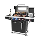 El Fuego® Gasgrill 'KINGSTON' | 4 + 1 Brenner | Infrarotbrenner | inkl. 2 Hochleistungsbrenner | LED-Beleuchtung | mit Sichtfenster | Brenner aus Edelstahl | mit Abdeckhaube | AY 505