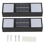 2 Sets Solar Wandleuchten für Den Außenbereich, Solar Wandleuchte von der Dämmerung bis Zum Morgengrauen, Wasserdichte Dekorative LED Wandleuchte für Den Außenbereich für Veranda, (Warmes Licht)