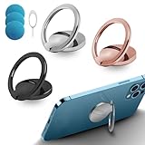 xiaoxianxian 3 Stück Handy Ring, Mit 3 Eisenstücken +1 Kartenstift,360° Drehung Smartphone Ring für Magnetische, Ultradünner Ring Ständer für alle Smartphones (Schwarz+Silber+Roségold)