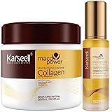 KARSEELL MACA CARE SYSTEM Haarkur Kollagen + Arganöl Serum Set Reparatur trockenes strapaziertes Haar Feuchtigkeit Glanz Anti-Frizz Splissreparatur Vegane Formel Ohne Parabene Alle Haartypen