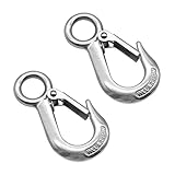 KtbeYTi 2 Stück 304 Edelstahl Hebehaken, Kranhaken Forsthaken, Lasthaken mit Verriegelung, für Seilwinde Kran Forstketten, Arbeitslast 200 KG
