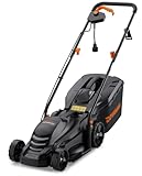 DOVAMAN LM33C Elektro Rasenmäher 1300W, 33cm Stahlmesser, 5-fache Schnitthöhenverstellung (25-65 mm), Bis zu 95% Grasaufnahme, 35L Fangkorb mit Anzeige, Höhenverstellbarer Griff, 3600RPM Kupfermotor