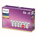 Philips LED Classic GU10 Lampen 6-er Pack (50 W), Reflektor LED Spots mit warmweißem Licht, energiesparende Lampen mit langer Nutzlebensdauer