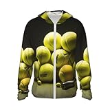 Damen & Herren Sonnenschutz-Shirts, LSF 50/Tennisdiagramm, Druck, leichter Sonnenschutz, Hoodie, Outdoor-Sportjacke, Schwarz, 3XL