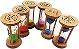 6 x Sanduhren Set Sanduhren Klein Sanduhr 30s / 1min / 2mins / 3mins / 5mins / 10mins für Kinder, Die Zähne Putzen, Zeitgesteuerte Aktivitäten - Runden