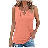 Damen-Sommer-Tank-Top, lässig, plissiert, ärmellos, Camisole Top, Schlüsselloch, Rundhalsausschnitt, trendige Hemden, elegante Tunika, Bluse, modische Weste, Cami-Shirts, Strandurlaub-Outfits, A001