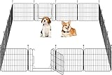 Yaheetech Welpenlaufstall 16-teilig 50 cm hoch, Laufstall mit Tür für Hunde Wohnung und Garten, DIY Hundepark für drinnen und draußen, Faltbares Welpenfreigehege Zaun Gitter