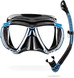 CRESSI Big Eyes+Alpha Ultra Dry Combo Black/Azure - Combo Set Maske + Schnorchel UD zum Tauchen und Schnorcheln, Schwarz/Hellblau, Einheitsgröße, Erwachsene