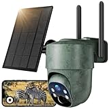 WOLFANG 4G LTE Wildkamera, Überwachungskamera mit Handyübertragung App Wildkamera Solar mit SIM Karte, 4G Bild-& Videoversand, 2.5K HD-Video PTZ Bewegungsmelder Nachtsicht, IP66 Wasserdicht, 8400mAh