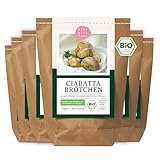 Bio Ciabatta Brötchen Backmischung | Brotbackmischung Tomaten Ciabatta, italienisches Brot | bio & vegan mit wenig Hefe - Bake with Love (6er Pack)