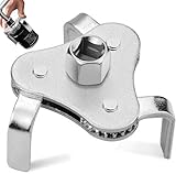 WUWENY Ölfilterschlüssel Universal 3-Armig, Verstellbar, Ø 64-116mm, mit Antriebsadapter, für Autos, Motorräder, PKW