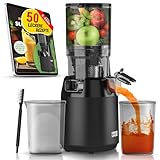 LEBENLANG Entsafter Slow Juicer - Inkl. Rezeptbuch & Große 135mm Öffnung I Perfekt für Obst ganze Früchte und Gemüse 100% BPA-Frei I Best Juicer Machine Saftpresse elektrisch Masticating Green Press