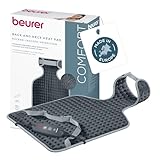 Beurer HK 64 Grey Heizkissen für Rücken & Nacken, Wärmekissen mit Schnellheizung und Abschaltautomatik in körpergerechter Form, 3 Temperaturstufen, waschbar, mit Bauchgurt & Klettverschluss