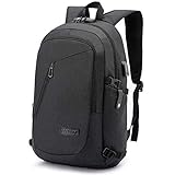 WENIG Laptop Rucksack Herren Anti-Diebstahl Laptoptasche 15.6 Zoll für Arbeit mit USB Ladeanschluss Business Reisen für Männer Notebook wasserdichte Schulrucksack Jungen Teenager Schwarz