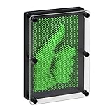 Relaxdays 3D Nagelbild Pinart, Retro Nagelspiel, 13x18 cm, 3D-Abdruck, Schreibtisch-Deko, Nagelbrett Pinpressions, grün