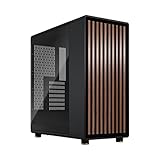 Fractal Design North Charcoal Black Tempered Glass Dark - Front aus Walnussholz – Seitenpanel aus Glas – Zwei 140-mm-Aspect-PWM-Lüfter enthalten – USB Typ-C – ATX Airflow Mid-Tower PC-Gehäuse