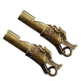 CVUTOVO 2 Stück Messing Überlebenspfeife Drachenkopf Schlüsselanhänger Laute Notfallpfeife für Outdoor Camping und
