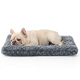 BEDSURE Hundebett mittelgroße Hunde waschbar - wirbelte plüschige Hundekissen mit Sanfte Unterstützung, bürstenplüsch Hundematte mit Rutschfester Unterseite für mittelgröße Hunde, grau,74x53x7cm