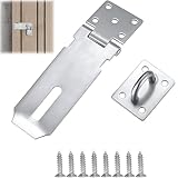 Vorhängeschloss Haspe,4 Zoll Torschloss Haspe mit Schrauben,überfalle,Edelstahl Sicherheitsüberfalle,Kellerschloss,Schloss für Schrank,geeignet für Kellertür Tür Fenster Schrank (Silber)