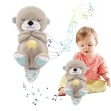 HYDTQCL Schlummer Otter, Schlummer Otter mit Herzschlag, Schlummer Koala Kuscheltier, Schlummer Otter Kuscheltier mit Atembewegung und Musik, Babyparty und Neugeborenengeschenk (Otter)