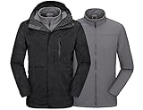 Mapamyumco Herren 3-in-1 wasserdichte Skijacke Windjacke Winterjacke Fleecefutter Regen und Schnee Outdoor-Wandern Schwarz L