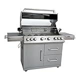 Mayer Barbecue ZUNDA Gasgrill MGG-362 Master mit Backburner Grillwagen, 6 Hauptbrenner, 1 Seitenbrenner, aus 100% Edelstahl, Grillfläche 95 x 45 cm, inkl. Schutzhülle