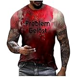 Blutiges Shirt Halloween Zombie Claw Marks Blood Splatter T-Shirt Lustige Horror Blutspritzer T-Shirts Kurzarm Grafik Männer Festliche Oberteile Hemden, Brick Rot, 3XL