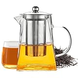 teekannes mit Siebeinsatz, 950ml glass teekannes mit Sieb, Glasteekanne Hitzebeständige, Teebereiter Tee Kanne Tropffrei zur Zubereitung von Losen Tees, Teapot