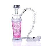 ERNZI Acryl Shisha Set mit LED Licht, Shisha Set LED Shisha, Sheesha Metall Kopf Halter mit Silikon Shisha Kopf und buntes LED Licht für den Rauchgenuss,Rosa