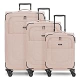 REDOLZ Koffer-Set 3-teilig für Damen & Herren | leichte & stabile Reise-Trolleys, hochwertiges Softcase, 4 Doppelrollen & TSA-Schloss |erweiterbar mit Dehnfalten (Essentials 12)