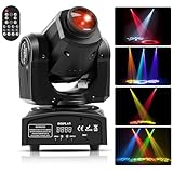 UKing 50W Moving Head DMX512 Disco Lichteffekt 8 Muster 8 Farben Partylicht mit Funktionell Fernbedienung 9/11 Kanäle Gobo LED Strahler für DJ Bar Club Bühnenlicht (Black)