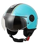 qloijnv Retro Motorradhelm für Männer und Frauen Halbschale Helm mit Visier Motorrad Cruiser Scooter Moped ECE zertifiziert