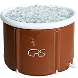 CRS faltbare Badewanne für Dusche Erwachsene/Kinder | Outdoor Eisbad | faltbare Eistonne | Eisfass für innen & außen | Eiswanne für zuhause | Für Wim-Hof Methode | Tauchbecken Sauna (Braun 75cmØ)