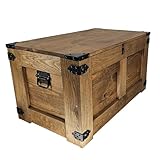 CREATIVE COOPER holzbox, schatztruhe, aufbewahrungsbox, tisch, rustikal truhentisch, couchtisch, spielzeugkiste, 77x49x45 cm, Handarbeit holztruhe, Eco Holzöl Braun…