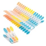 AiQInu 30 Stück Wäscheklammern mit Rutschfestem Silikon, Plastik Handtuchklammern Clothes Pegs, Mehrfarbig Klammer Hinterlässt Keine Marken für Wäsche Hosen T Shirts Unterwäsche