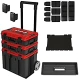 Original Einhell E-Case Tower Systemkoffer-Set (max. 120 kg, bestehend aus 3 Koffern inkl. Zubehör, Aufbewahrung & Transport von Zubehör und Werkzeug, stapelbar, verknüpfbar)